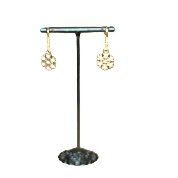 Gold and Rhinestone Snowflake Dangle Earrings - Picture 3 of 6